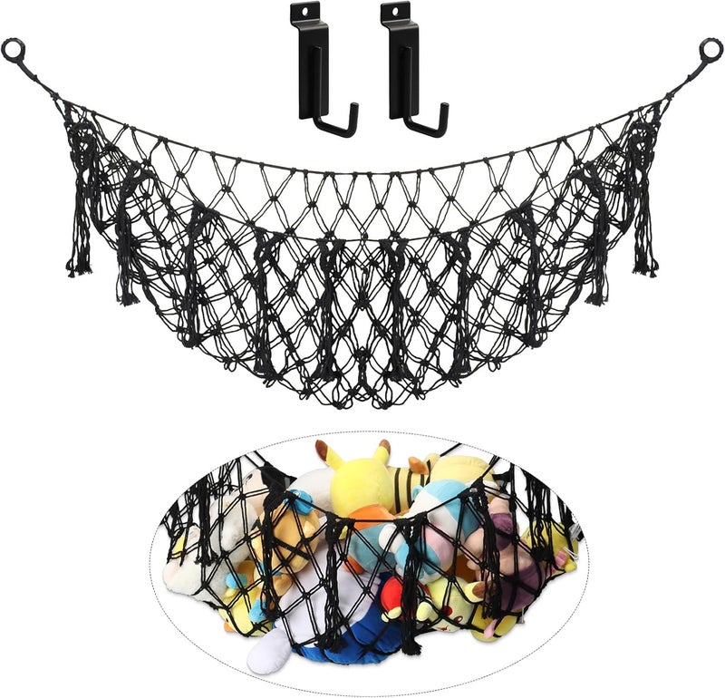 Alffun Slatwall Accessories, Slatwall Deep Mesh Basket for Garage, Sports Ball Hammock Wall Mounted with J Shaped Slatwall Hooks for Sport Equipment Organizer Stuff Animal Storage Toy Display - Image 1